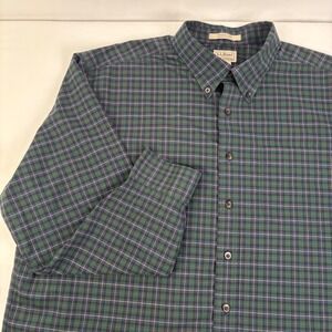 LL Bean Mens Kennebunk Plaid Button Down Shirt Wrinkle Free Traditional Fit XXL